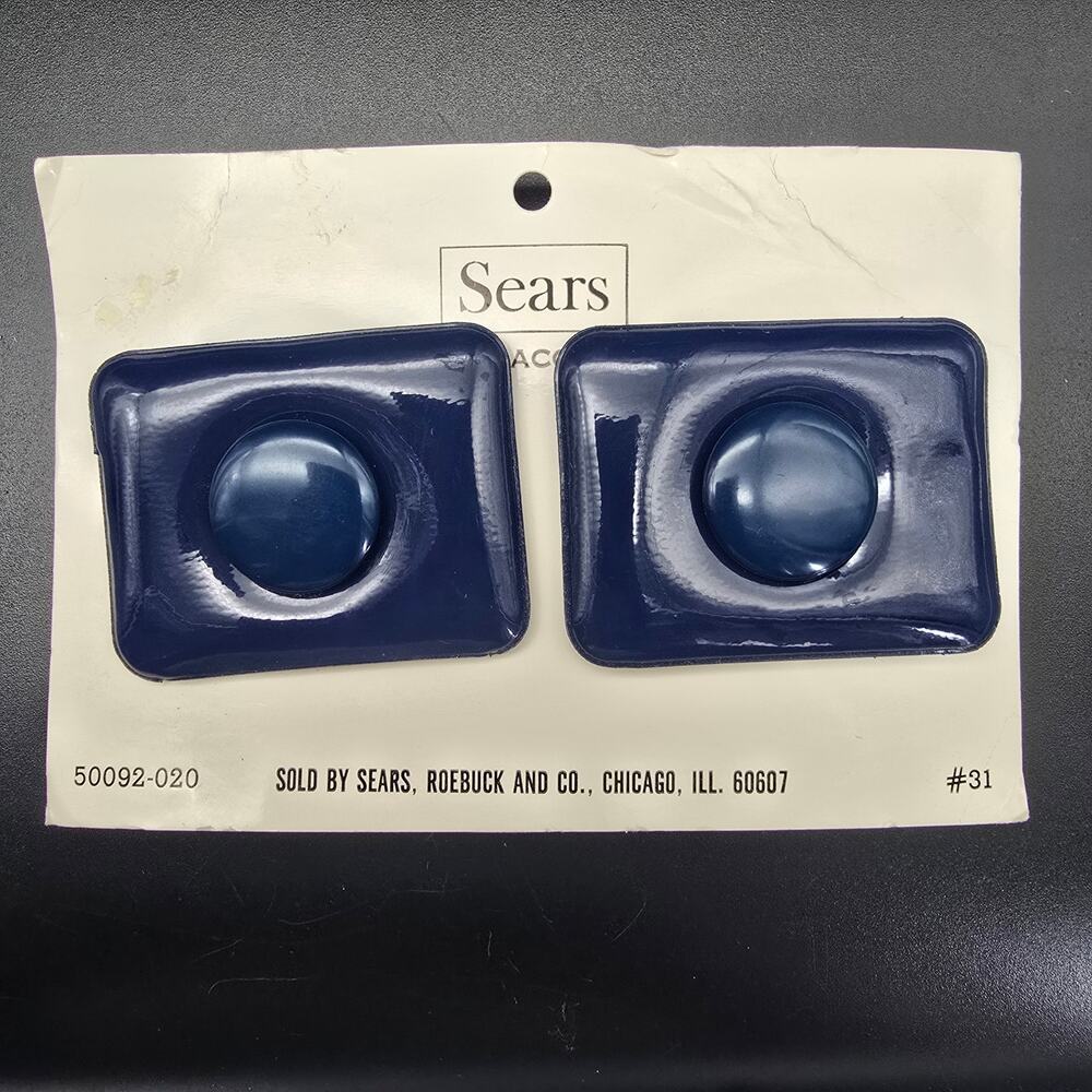 Sears Navy Blue Vinyl Shoe Clips Vintage NOS On Card